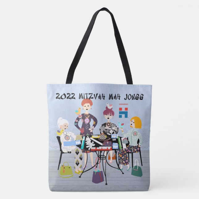 2022 Mitzvah Mah Jongg Tote Bag Tygkasse (Framsida)