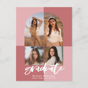 2022 Modern Script Ro Rosa Arch 4 Photo Grad Meddelande Vykort