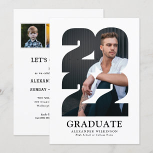 2022 Modern typografi Trendig 4 Foto Studenten Inbjudningar