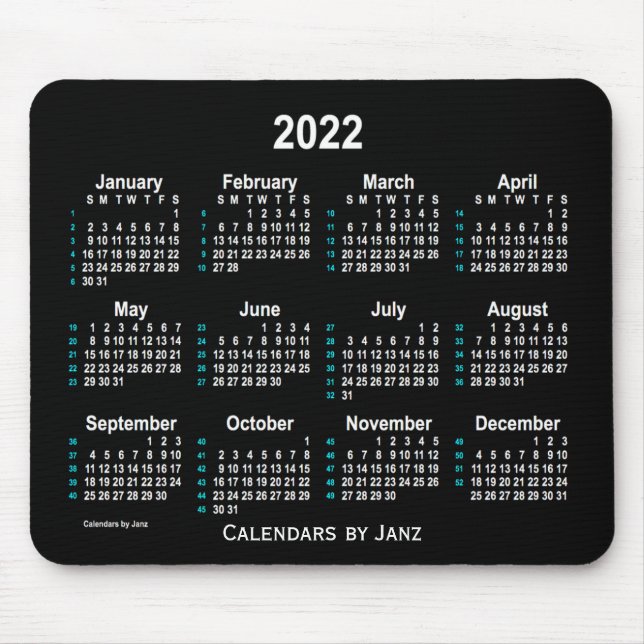 2022 Neon White 52 Weeks-kalender från Janz Musmatta (Framsidan)