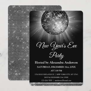 2022 Nyårsafton Party Silver Disco Boll Inbjudningar