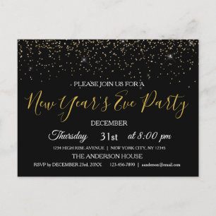 2022 Nyårsaftonen Party Glitter Gnistra Inbjudan