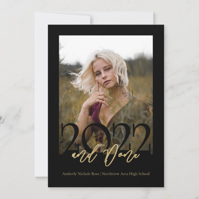 2022 och gjort Studenten med Photo Black Inbjudningar (Framsida)