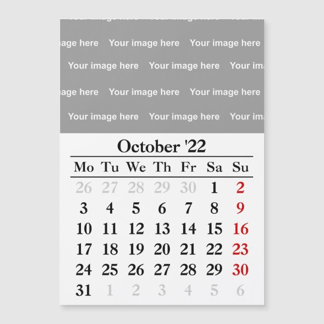 2022 Oktober-kalender Magnetiskt kort (Framsida)