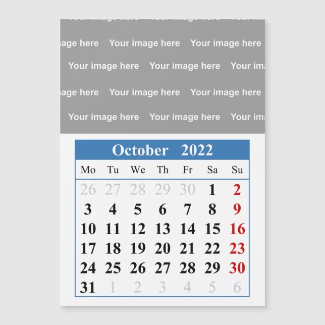2022 Oktober-kalender Magnetiskt kort (Framsida)