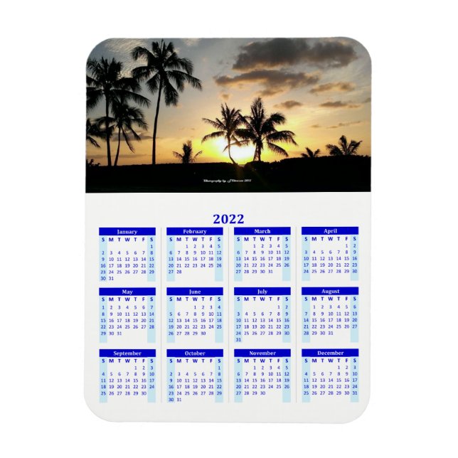 2022 Personlig Blue Photo Calendar Vert Magnet (Vertikal)