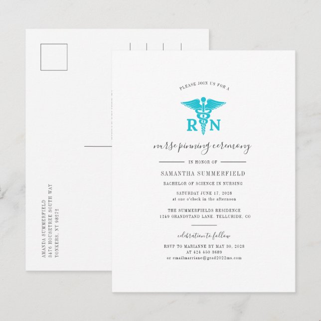 2022 Photo Nurse Studenten Pinning Ceremony Inbjudan Vykort (Fram/baksida)