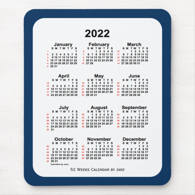 2022: Polisbox Blue 52 Week Kalender från Janz Musmatta (Framsidan)