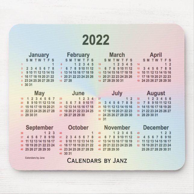 2022 Rainbow Cloud 52 veckor Kalender från Janz Musmatta (Framsidan)