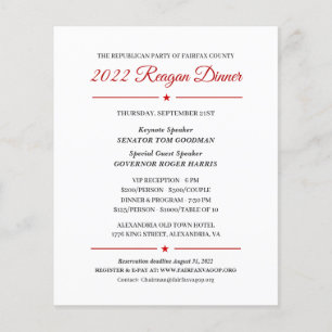2022 Reagan Dinner Politisk stiftelse Inbjudan