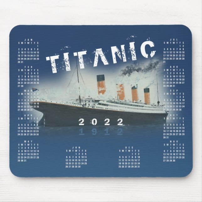 2022 RMS-musmatta med titanisk blå kalender Musmatta (Framsidan)