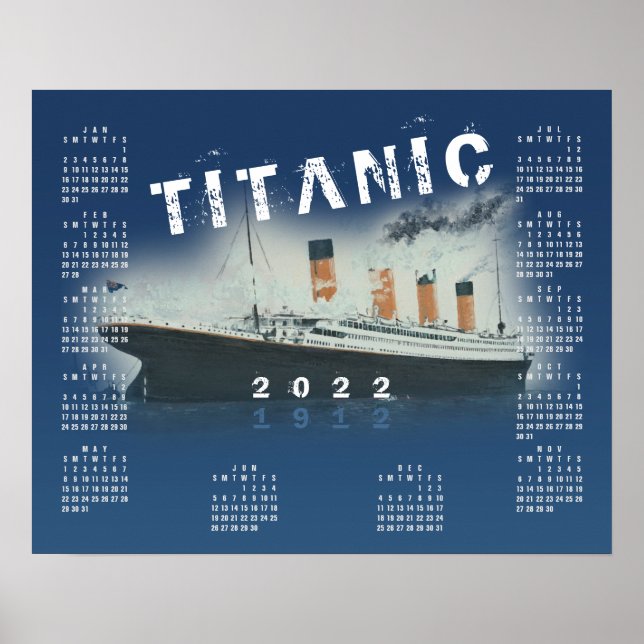 2022 RMS Titanic Blå Kalender Poster (Framsidan)
