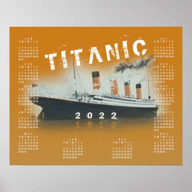 2022 RMS Titanic Bränd Orange Kalender Poster (Framsidan)