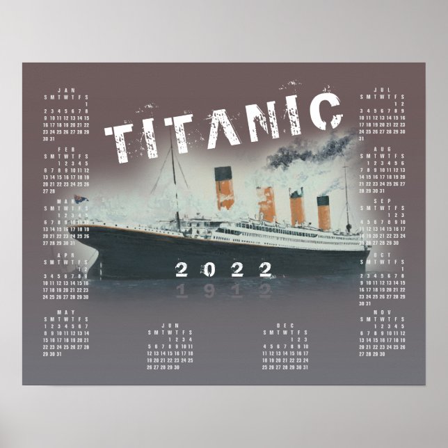 2022 RMS Titanic Fartygs Kalender Poster (Framsidan)