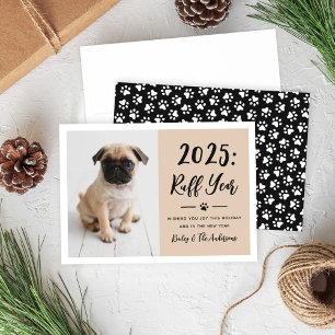 2022 Ruwt År Beige Rolig Hund Foto Julkort