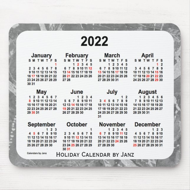 2022 Silver Art Calendar av Janz Mouse Pad Musmatta (Framsidan)