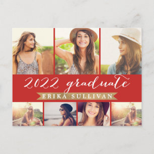 2022 Studenten skript Multi Photo Collage Red Helg Vykort