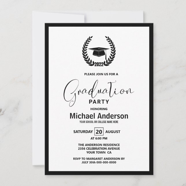 2022 Studentfest av andedräkt och kartong Inbjudningar (Framsida)