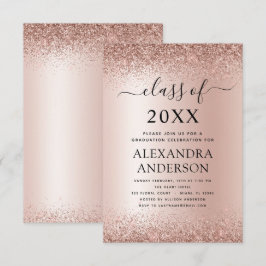 2022 Studentfest Glitter Guld  Rosa Inbjudningar