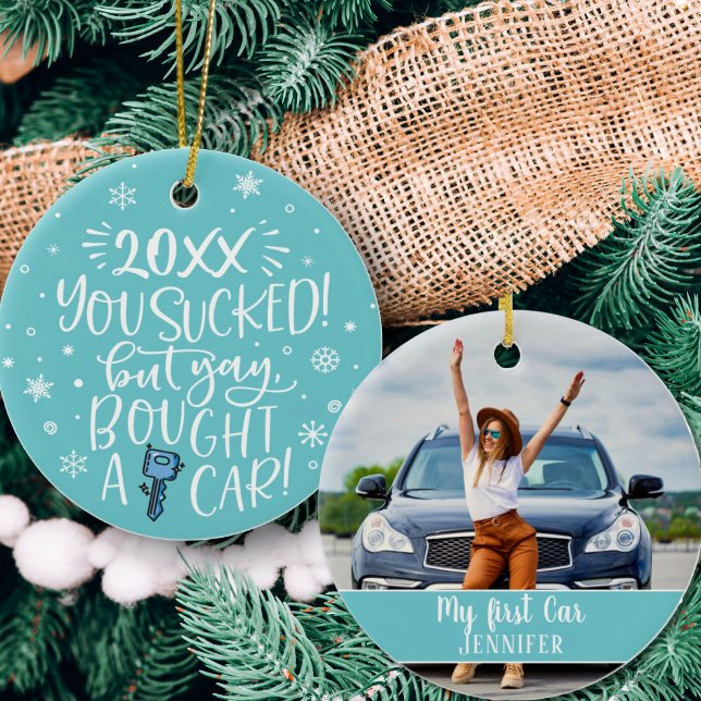 2022 suckade men köpte en bilfoto (blått foto) nam julgransprydnad keramik (Skapare uppladdad)