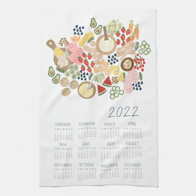 2022 Tea Towel Calendar Charcuterie Board Kitchen Kökshandduk (Vertikal)