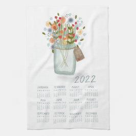 2022 Tea Towel Calendar Flower Jar Kitchen Towel Kökshandduk