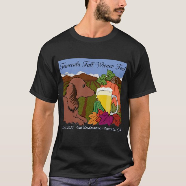 2022 Temecula Fall Wiener Fest T-shirt på mörken (Framsida)