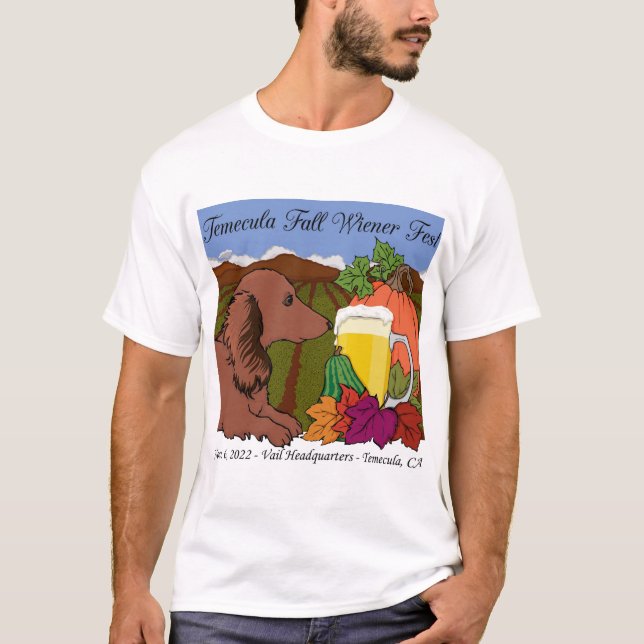 2022 Temecula Fall Wiener Fest T-shirt på vitt (Framsida)