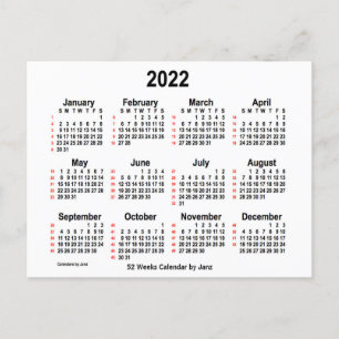 2022 Vit kalender 52 veckor från Janz Vykort