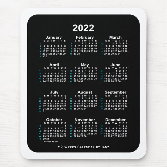 2022 Vitbok Neon 52 Veckokalender från Janz Musmatta (Framsidan)