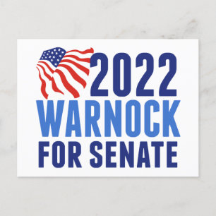 2022 Warnock for U.S. Senate Georgia Val Flagga Vykort