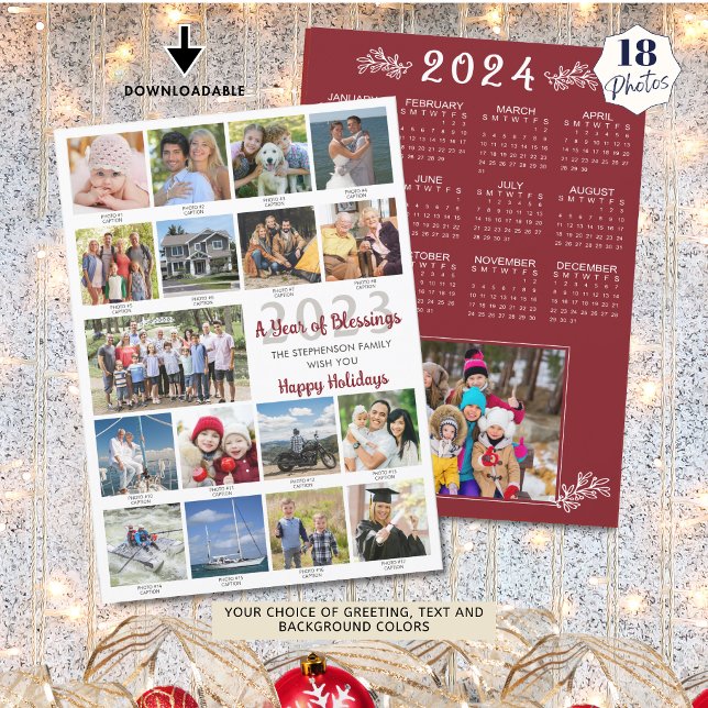 2023 18 Foto Collage Captions 2024 Calendar Julkort (Skapare uppladdad)