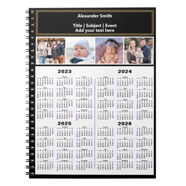 2023 2024 2025 2026 Anpassningsbar - foto Modern Anteckningsbok (Framsidan)