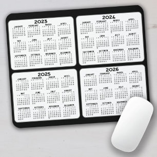 2023 2024 2025 2026 Kalender 4 år svart vitt Musmatta