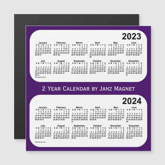 2023-2024 års Lila-kalender från Janz Magnet (Fram/baksida)