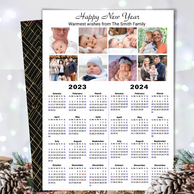 2023-2024 Calendar Modern Family 8 Photo Collage Julkort (Skapare uppladdad)