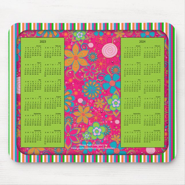 2023-2024 Calendar Mousepad, Grandmas Garden Grönt Musmatta (Framsidan)