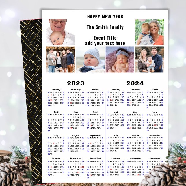2023 - 2024 Calendar Photo Collage Modern Script Julkort (Skapare uppladdad)