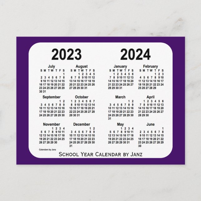 2023-2024 Lila Mini School Calendar av Janz Vykort (Framsida)