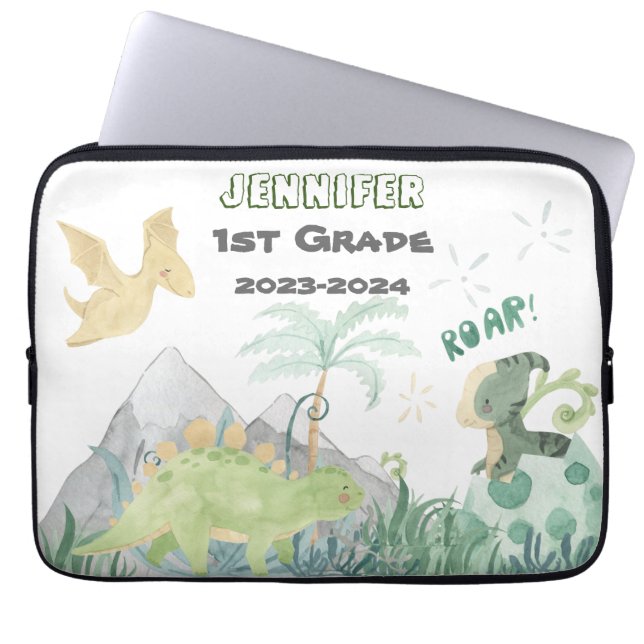 2023-2024 Namn-etikett Back to school Cute Dinosau Laptop Fodral (Framsidan)