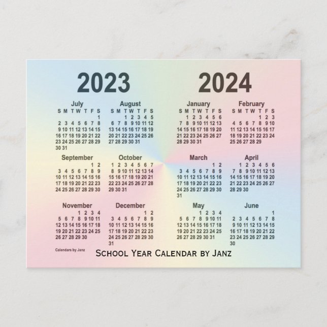 2023-2024 Rainbow Cloud School Calendar av Janz Vykort (Framsida)