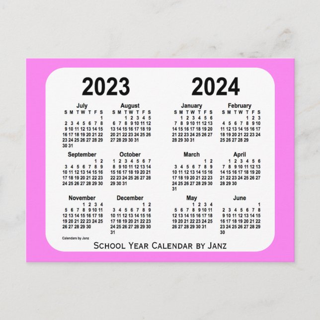 2023-2024 Rosa Mini School Calendar av Janz Vykort (Framsida)
