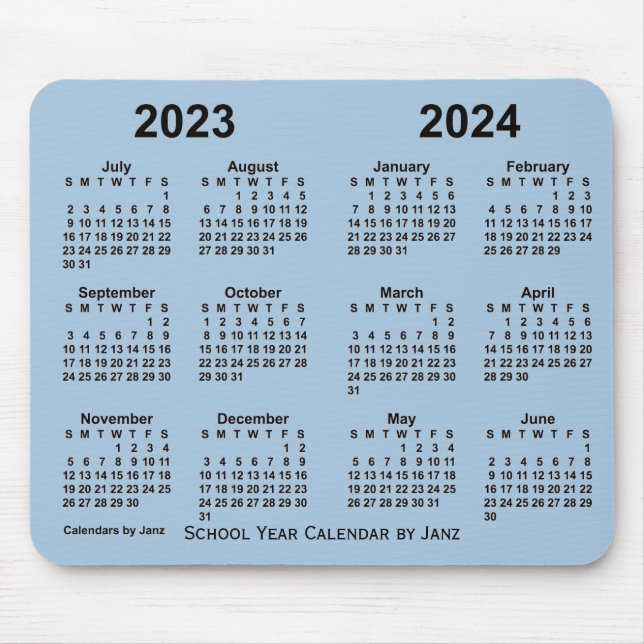 2023-2024 Skolårskalender av Janz Steel Blue Musmatta (Framsidan)