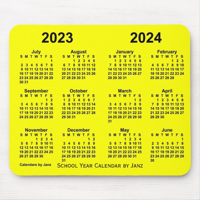 2023-2024 Skolårskalender från Janz Gult Musmatta (Framsidan)