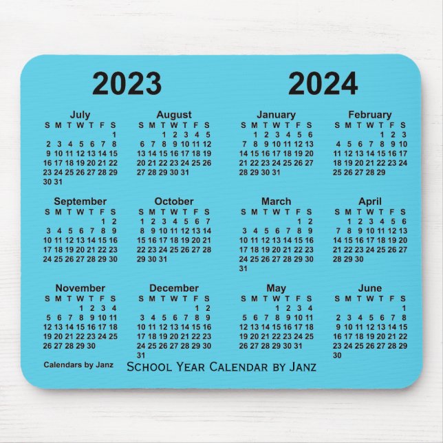 2023-2024 Skolårskalender från Janz Himlar Blue Musmatta (Framsidan)