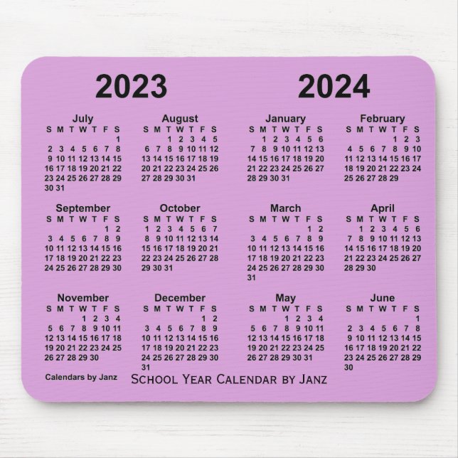 2023-2024 Skolårskalender från Janz Plum Musmatta (Framsidan)