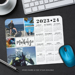 2023-2024 Skolkalender 5 Foton Monogram Namn Musmatta
