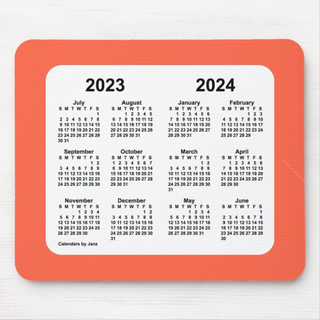 2023-2024 Skolkalender av Janz Tomato Red Musmatta (Framsidan)