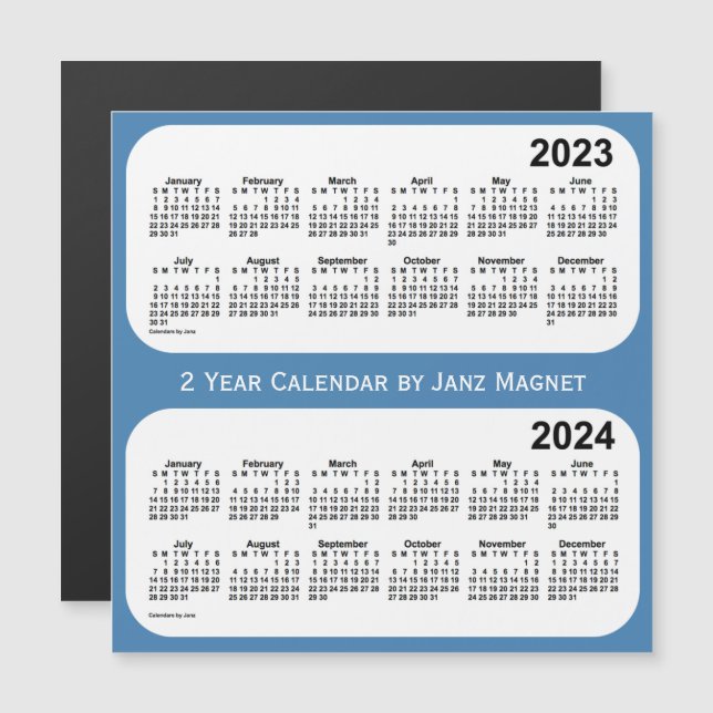 2023-2024 Stålblå tvåårskalender från Janz (Fram/baksida)