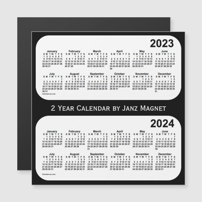 2023-2024 Svartvit tvåårskalender från Janz (Fram/baksida)